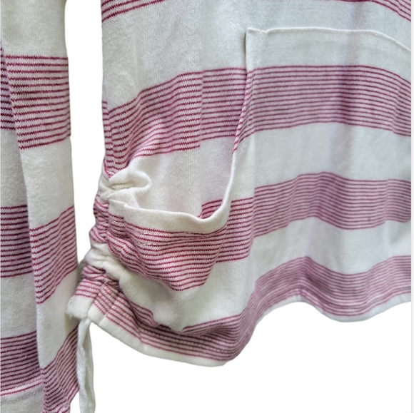 Roxy Long Sleeve Hooded Vneck Striped Shirt Medium - Picture 3 of 5